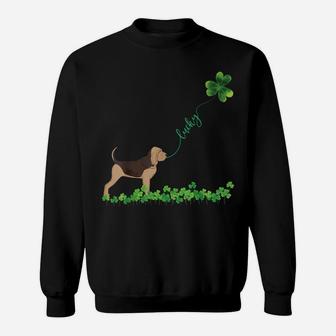 Lucky Bloodhound Dog Shamrock St Patrick Day Shirt For Women Sweatshirt | Crazezy