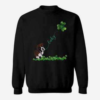 Lucky Boxer Dog Shamrock Patrick Day Tshirt For Women Irish Sweatshirt | Crazezy AU