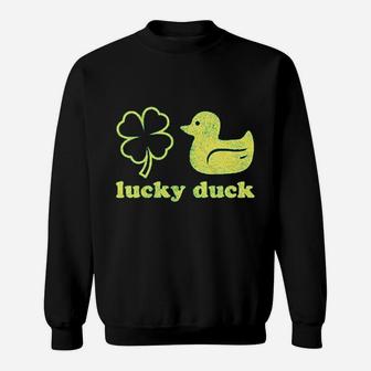 Lucky Duck Funny Shamrock St Patricks Day Graphic Sweatshirt - Thegiftio UK