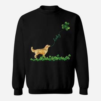 Lucky Golden Retriever Dog Shamrock St Patrick Day Tshirt Sweatshirt | Crazezy