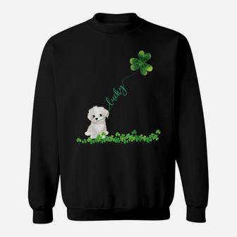 Lucky Maltese Dog Shamrock St Patrick Day Tshirt For Women Sweatshirt | Crazezy AU