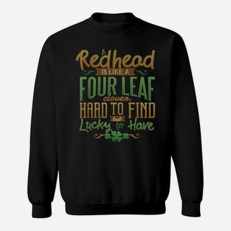 Lucky Redhead St Patrick Day Shirt Green Irish Shamrock Tee Sweatshirt | Crazezy AU