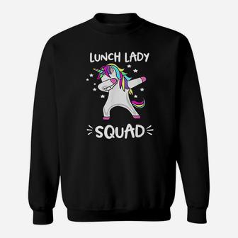 Lunch Lady Squad Dabbing Unicorn Lunch Lady Sweatshirt - Thegiftio UK