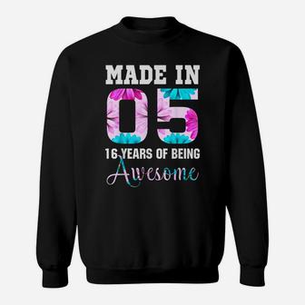 Made In 05 16 Years Of Being Awesome Florals Birthday Gifts Sweatshirt | Crazezy CA