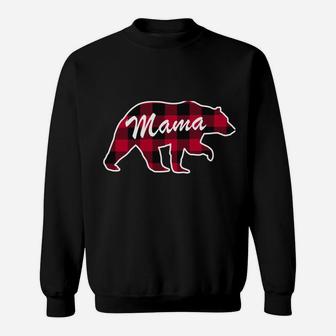 Mama Bear Red Plaid Mama Bear Christmas Family Mom Sweatshirt | Crazezy