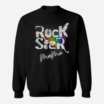 Mama Rock-Star Music-Lover Mothers-Day Distressed Rainbow Sweatshirt | Crazezy UK