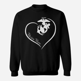 Marine Mom Curve Heart Sweatshirt | Crazezy