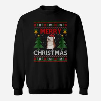 Matching Family Merry Christmas Ugly Hedgehog Christmas Sweatshirt Sweatshirt | Crazezy