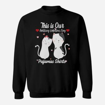 Matching Valentines Cat Pajamas For Couples Set Sweatshirt - Monsterry