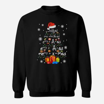 Math Christmas Tree With Santa Hat Math Teacher Christmas Sweatshirt | Crazezy DE
