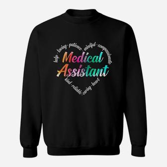 Medical Assistant Heart Word Cloud Watercolor Rainbow Sweatshirt | Crazezy