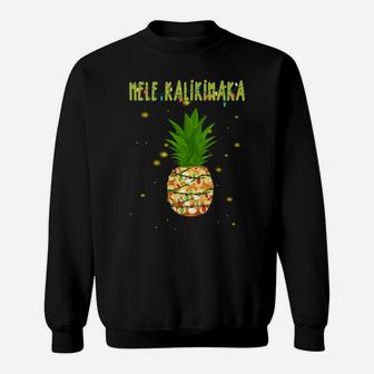 Mele Kalikimaka | Hawaiian Christmas Pineapple Lights Gift Sweatshirt Sweatshirt | Crazezy