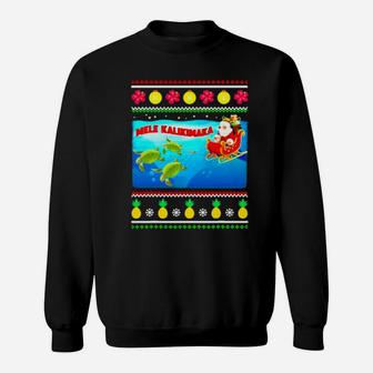 Mele Kalikimaka Turtle Sleigh Santa Claus Hawaii Xmas Sweatshirt - Monsterry