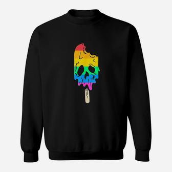 Melting Rainbow Ice Cream Skull Sweatshirt | Crazezy