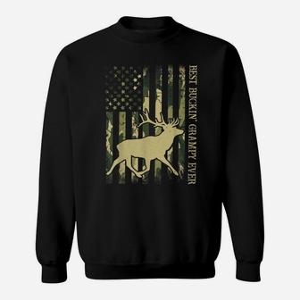 Mens Best Buckin' Grampy Ever Camo American Flag Deer Hunting Sweatshirt | Crazezy