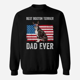 Mens Boston Terrier Dad Usa American Flag Dog Lover Owner Funny Sweatshirt | Crazezy AU