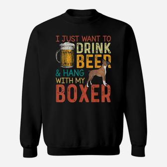 Mens Boxer Dad Funny Father's Day Dog Lover Beer Tee Sweatshirt | Crazezy