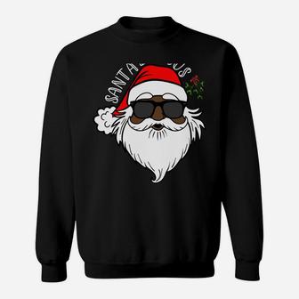 Mens Christmas Xmas African American Santa Claus Shirt Guys Sweatshirt Sweatshirt | Crazezy
