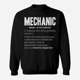 Mens Funny Mechanic Definition Noun Dictionary Repair Repairman Sweatshirt | Crazezy CA