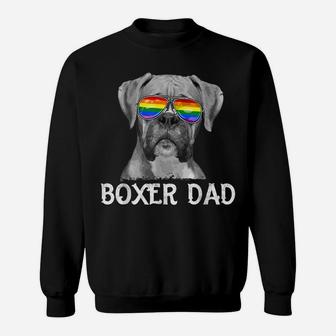 Mens Lgbt Boxer Dad Rainbow Pride Flag Dog Lover Father's Day Sweatshirt | Crazezy