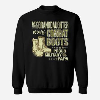 Mens My Granddaughter Wears Combat Boots Proud Military Papa Gift Sweatshirt | Crazezy AU
