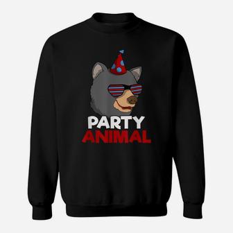 Mens Party Animal Funny Bear Birthday Hilarious Sweatshirt | Crazezy