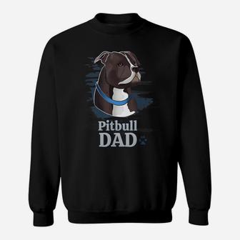 Mens Pitbull Dad Dog Lover Illustration Pitbull Owner Sweatshirt | Crazezy