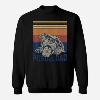 Mens Pitbull Dad - Vintage Smiling Pitbull Fathers & Dog Lovers Sweatshirt | Crazezy UK