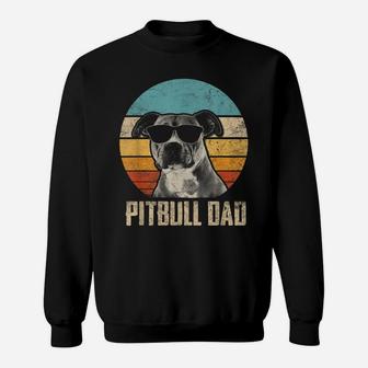 Mens Pitbull Dad Vintage Sunglasses Funny Pitbull Dog Owner Sweatshirt | Crazezy