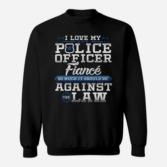 Mens Police Officer Fiance Shirt Proud Engaged Blue Line Sweatshirt | Crazezy UK