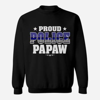 Mens Proud Police Papaw Thin Blue Line Us Flag Cop's Grandpa Sweatshirt | Crazezy UK
