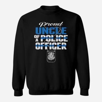 Mens Proud Uncle Of A Police Officer - Thin Blue Line Cop Family Sweatshirt | Crazezy DE