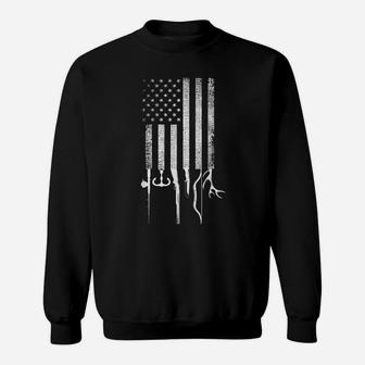 Mens Vintage American Hunting Fishing Usa Flag Sweatshirt | Crazezy AU