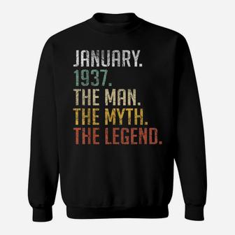 Mens Vintage January 1937 Retro 84 Years Old 84Th Birthday Gift Sweatshirt | Crazezy
