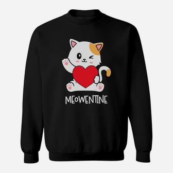 Meowentine Valentine Gift Cute Cat Kitten Happy Valentines Day Sweatshirt - Seseable
