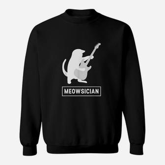 Meowsician Cat Guitar Musician Kitten Music Lover Sweatshirt | Crazezy UK