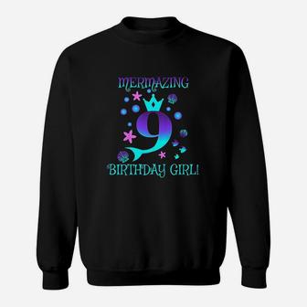 Mer Mermaid Birthday Party Mazing Girls Sweatshirt | Crazezy UK