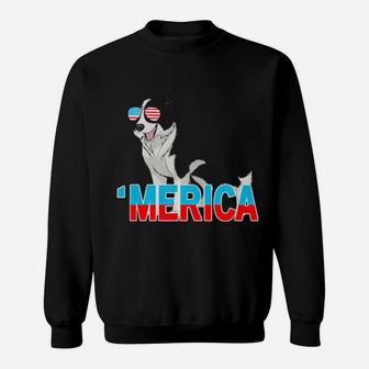 Merica Border Collie Usa Flag Sunglasses 4Th Of July Sweatshirt - Monsterry