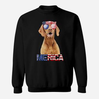 Merica Vizsla Dog American Flag 4Th Of July Gifts Sweatshirt - Monsterry CA