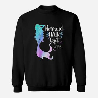 Mermaid Hair Dont Care Watercolor Mermaid Lovers Swim Hair Sweatshirt - Thegiftio UK