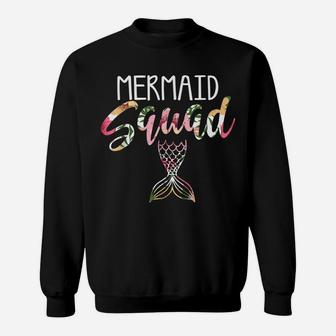 Mermaid Squad Mermaid Birthday Funny Flower Party Family Tee Sweatshirt | Crazezy