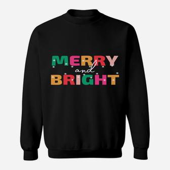 Merry And Bright Winter Holiday Christmas Hannukah Kwanzaa Sweatshirt | Crazezy
