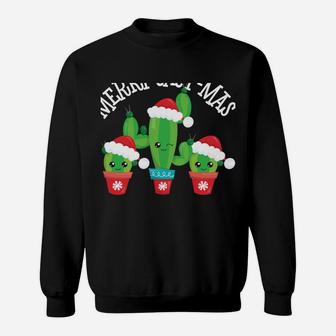 Merry Cact-Mas | Funny Kawaii Christmas Cactus Sweatshirt Sweatshirt | Crazezy AU