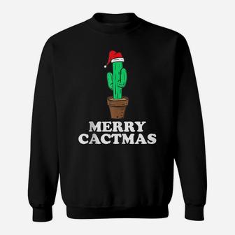 Merry Cactmas Funny Santa Hat Christmas Cactus Tree Gift Sweatshirt | Crazezy UK
