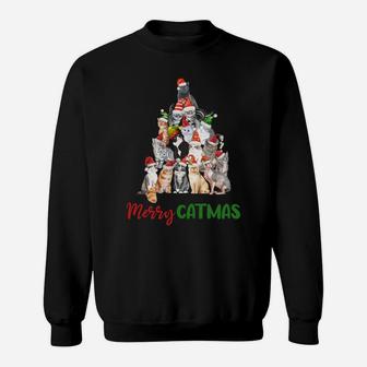 Merry Catmas Christmas Shirt For Cat Lovers Kitty Xmas Tree Sweatshirt | Crazezy UK