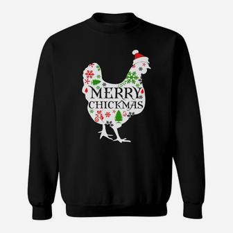 Merry Chickmas Santa Hat Chicken Lovers Christmas Gift Sweatshirt Sweatshirt | Crazezy