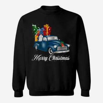 Merry Christmas Blue Gnome Truck Funny Gifts Men Women Kids Sweatshirt | Crazezy