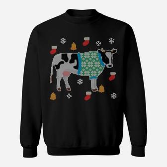 Merry Christmas Cow Lover Xmas Style Ugly Sweater Sweatshirt Sweatshirt | Crazezy