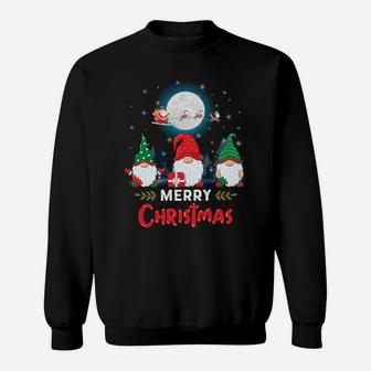 Merry Christmas Cute Gnomes Xmas Matching Pajama Santa Claus Sweatshirt Sweatshirt | Crazezy
