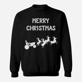 Merry Christmas Farmer Gift Funny Santa Hat Tractor Farming Sweatshirt | Crazezy